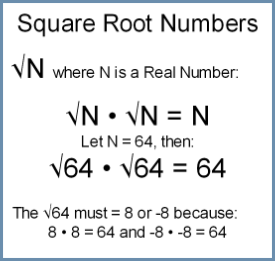 Square root math examples.