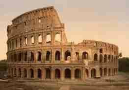 The Roman Colosseum is an elliptical structure completed in 80 AD covers 6 ground acres.